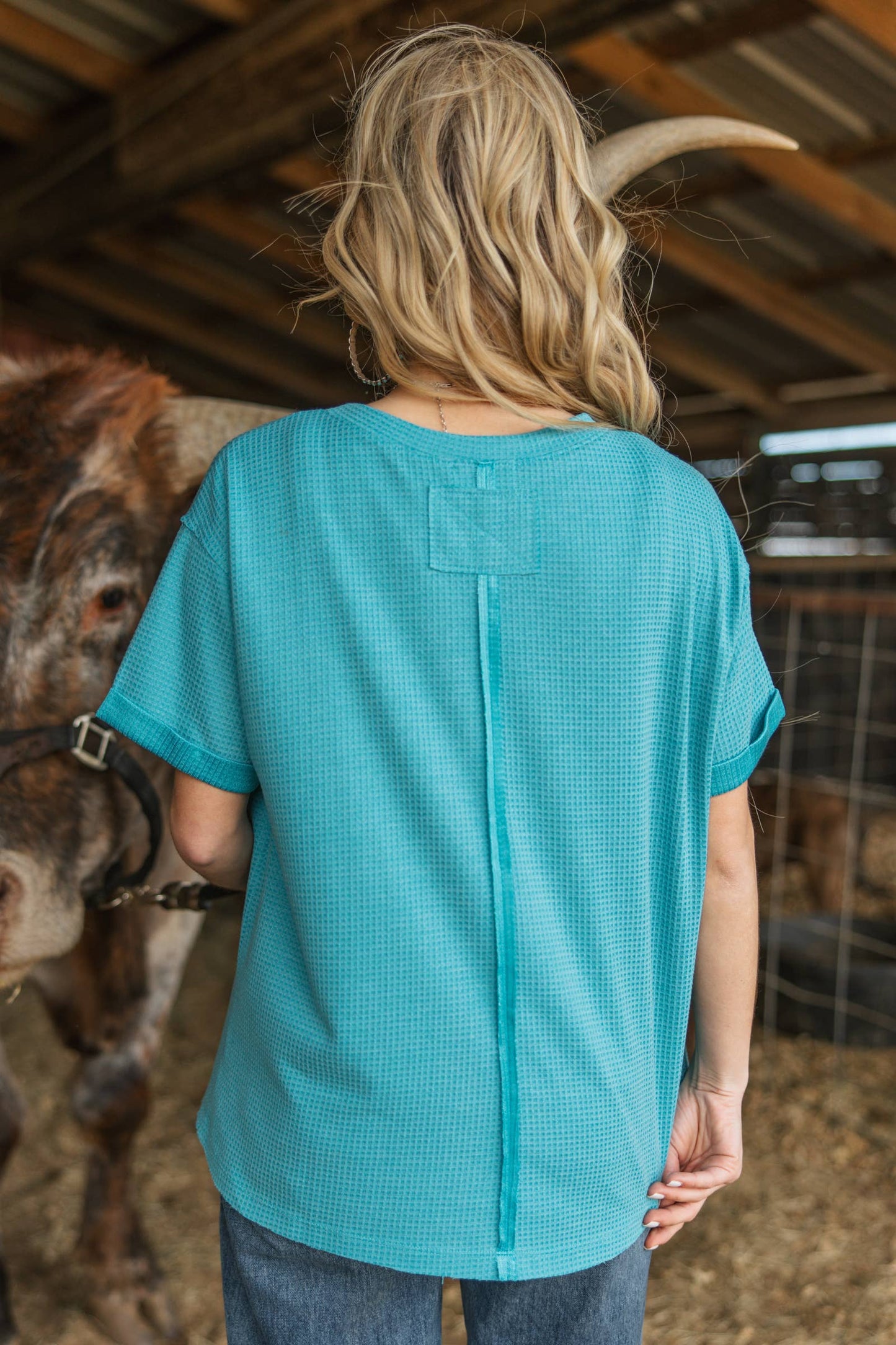 Short Sleeve Two-Tone Thermal Top