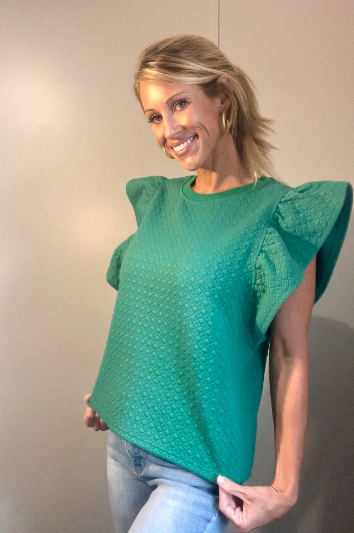 Ruffle Sleeve Knit Top