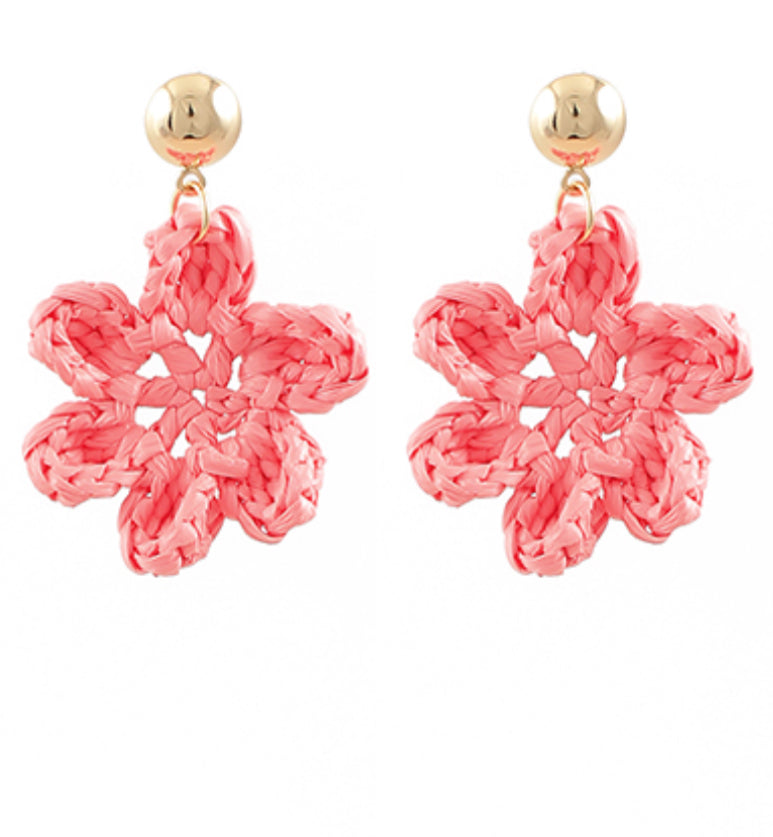 Raffia Flower Earrings