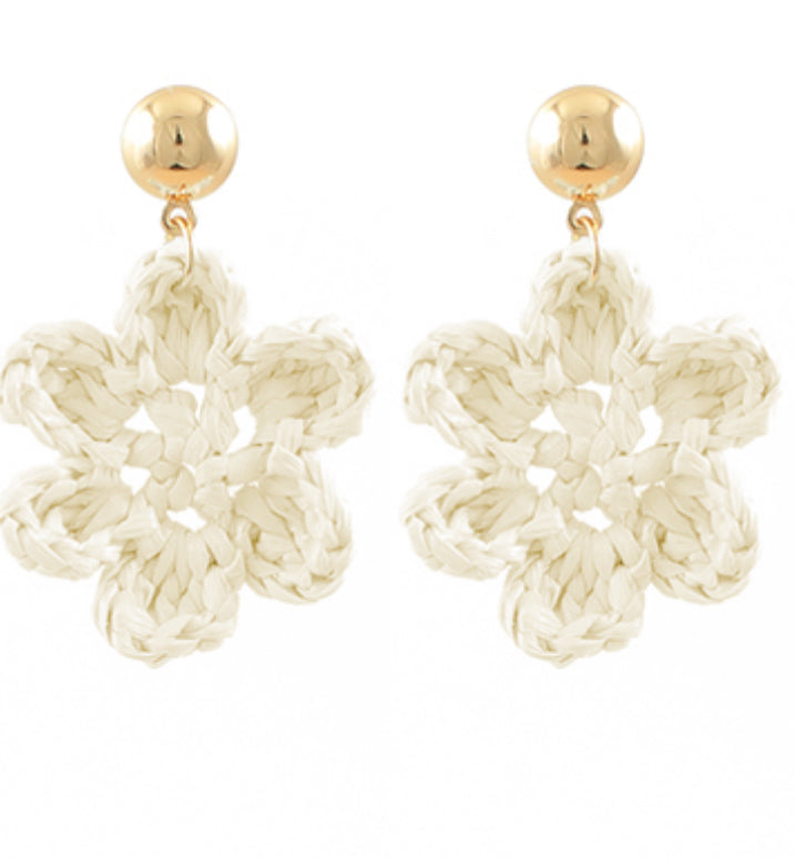 Raffia Flower Earrings