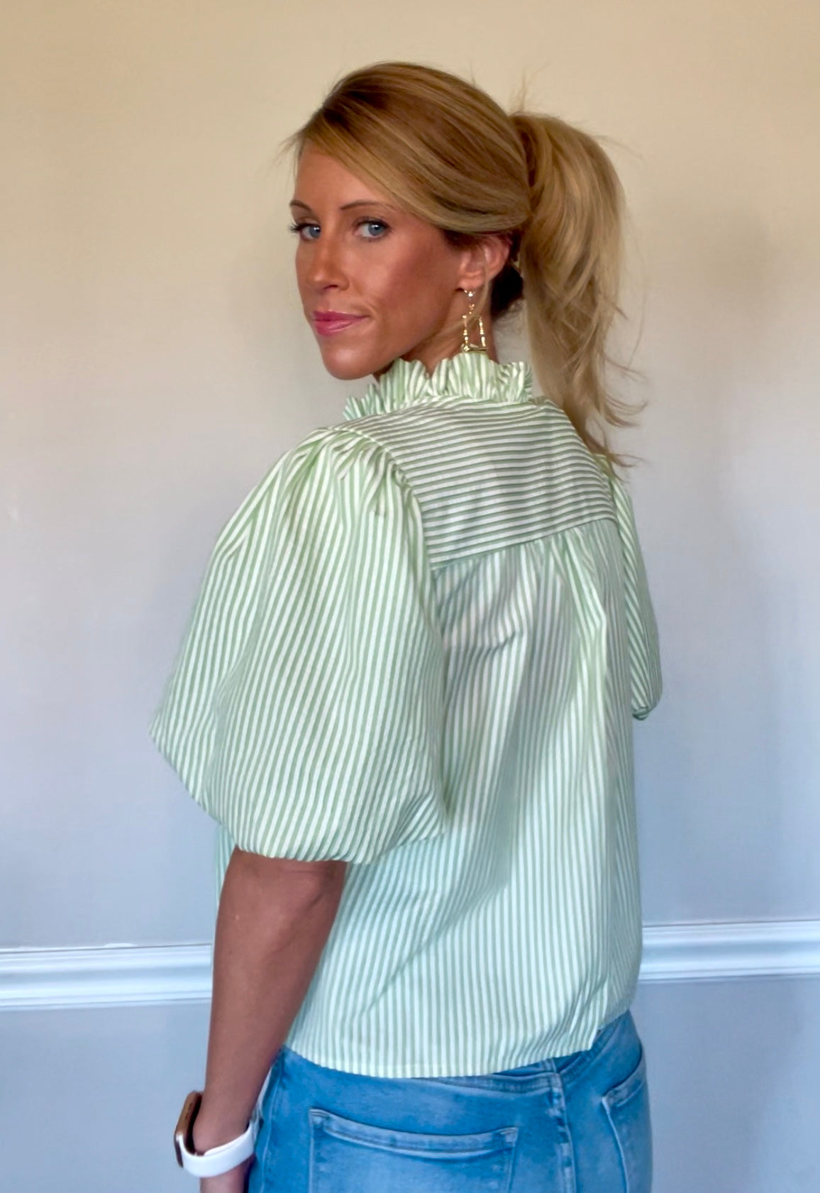 Lime Twist Ruffle Top