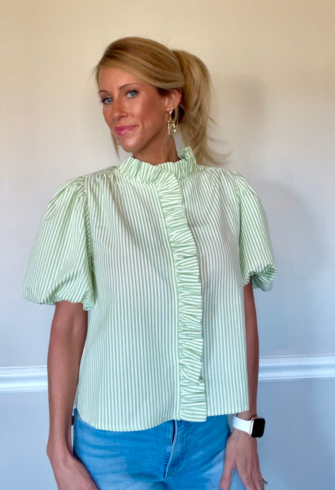 Lime Twist Ruffle Top