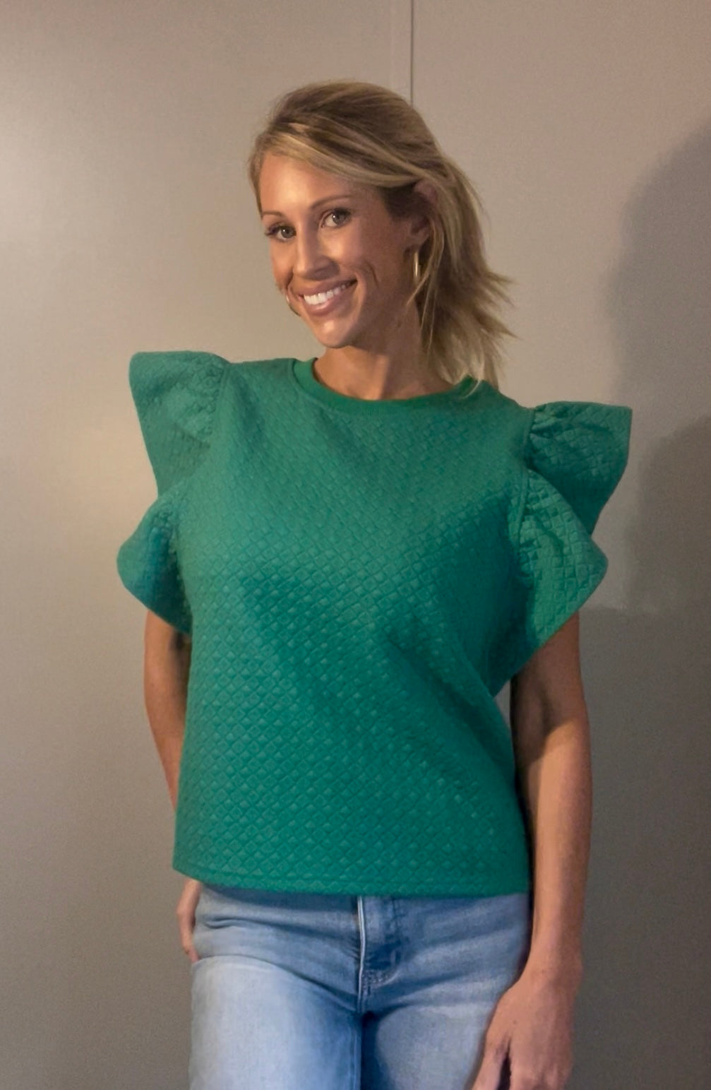 Ruffle Sleeve Knit Top