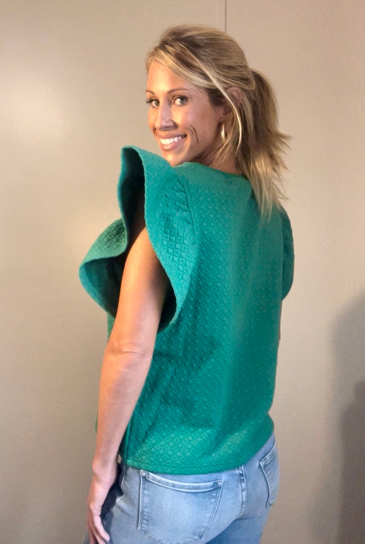 Ruffle Sleeve Knit Top