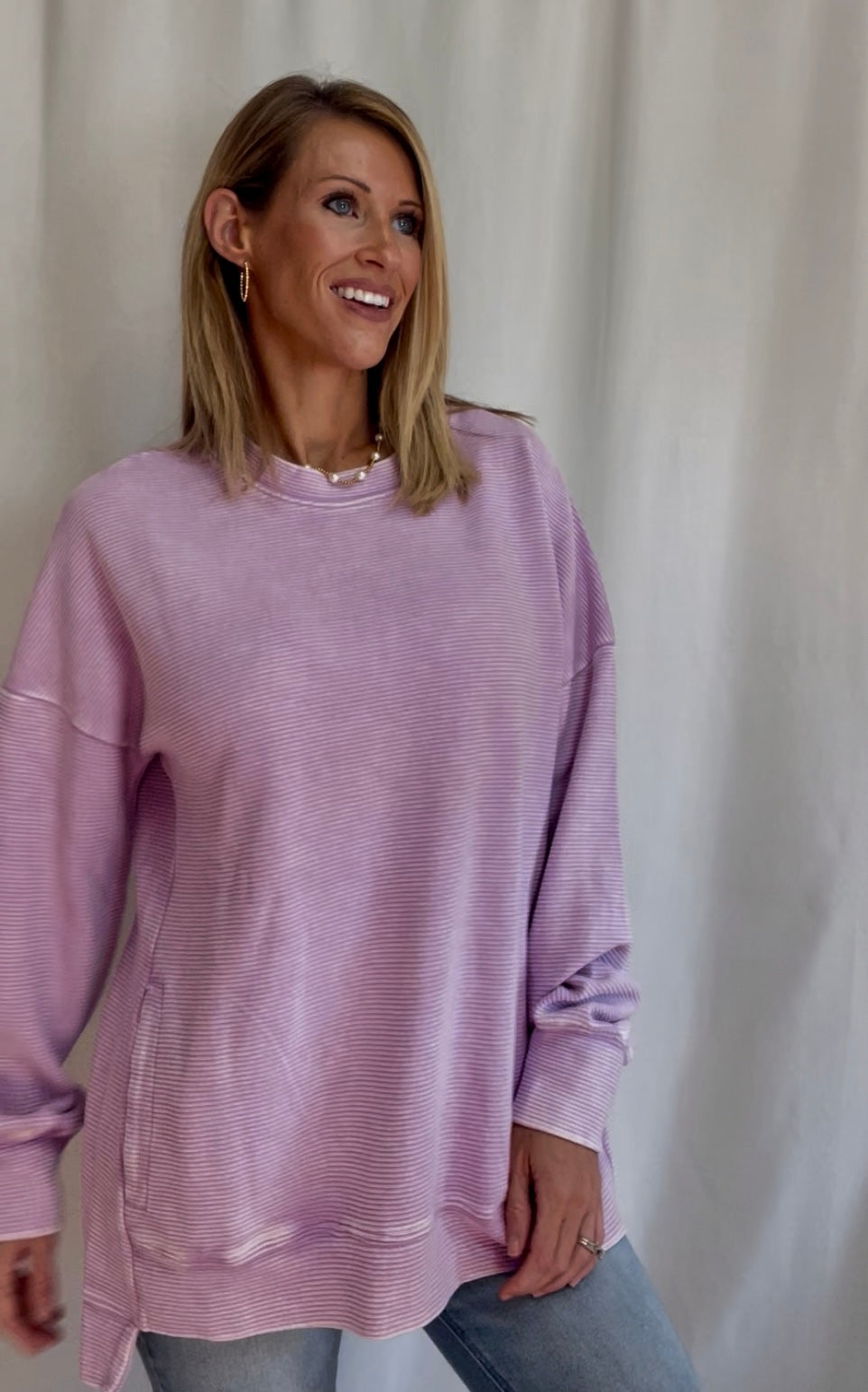 Lavender Ribbed Sweatshirt