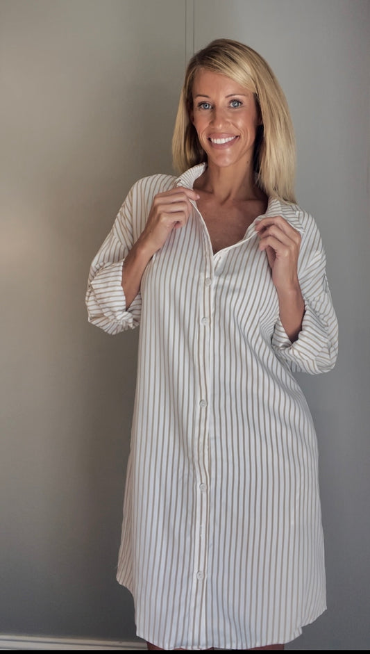 Classic Stripe Button Down Dress
