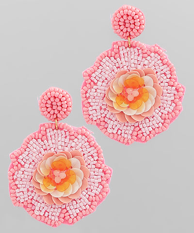 Seed Bead Floral Earrings