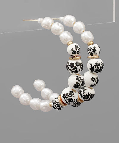Floral + Pearl Hoops