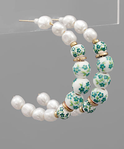 Floral + Pearl Hoops