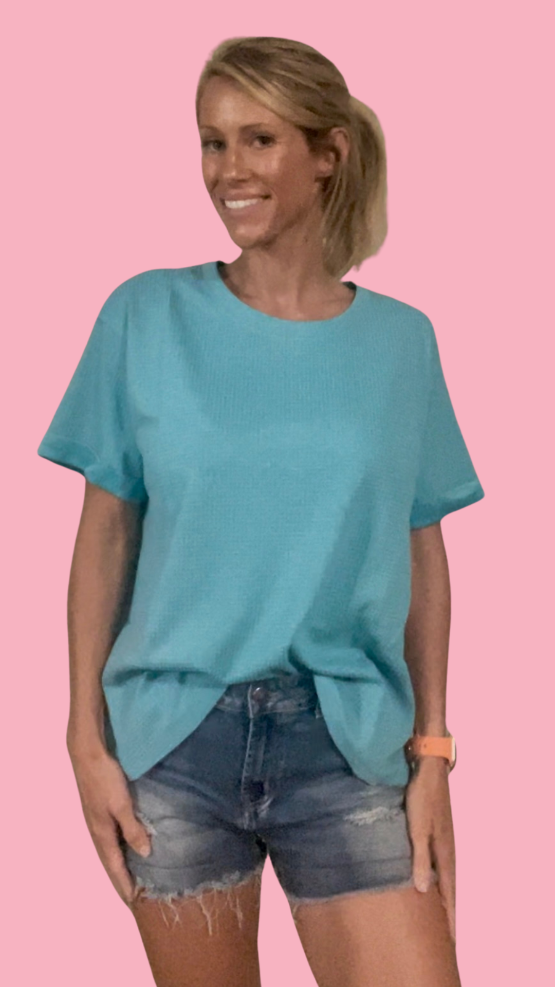 Short Sleeve Two-Tone Thermal Top