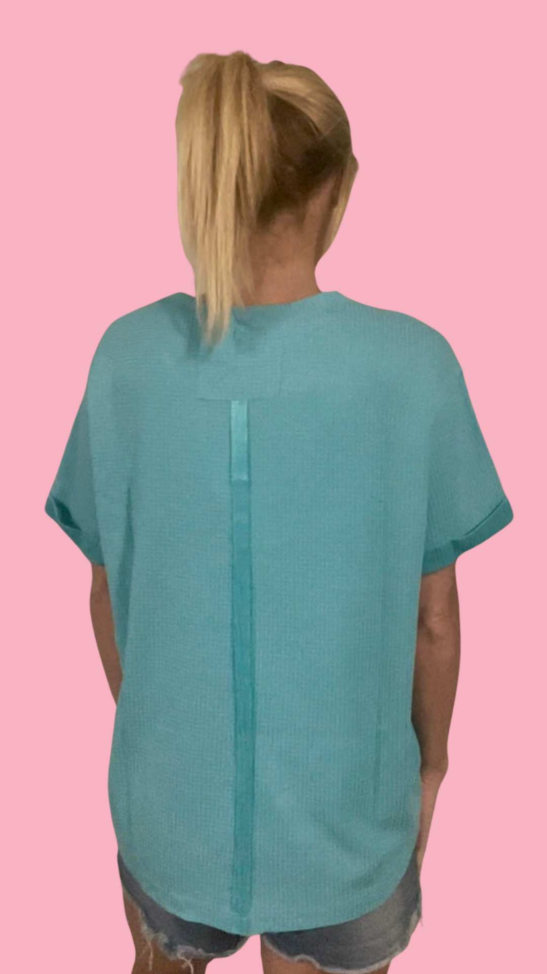 Short Sleeve Two-Tone Thermal Top