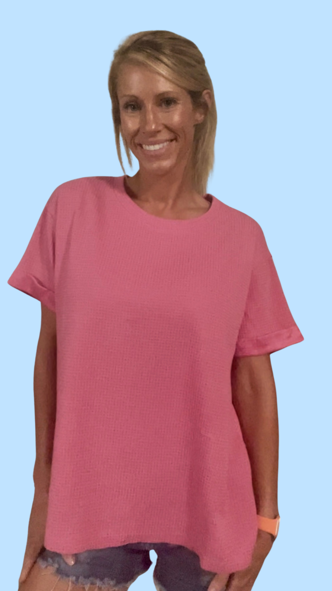 Short Sleeve Two-Tone Thermal Top