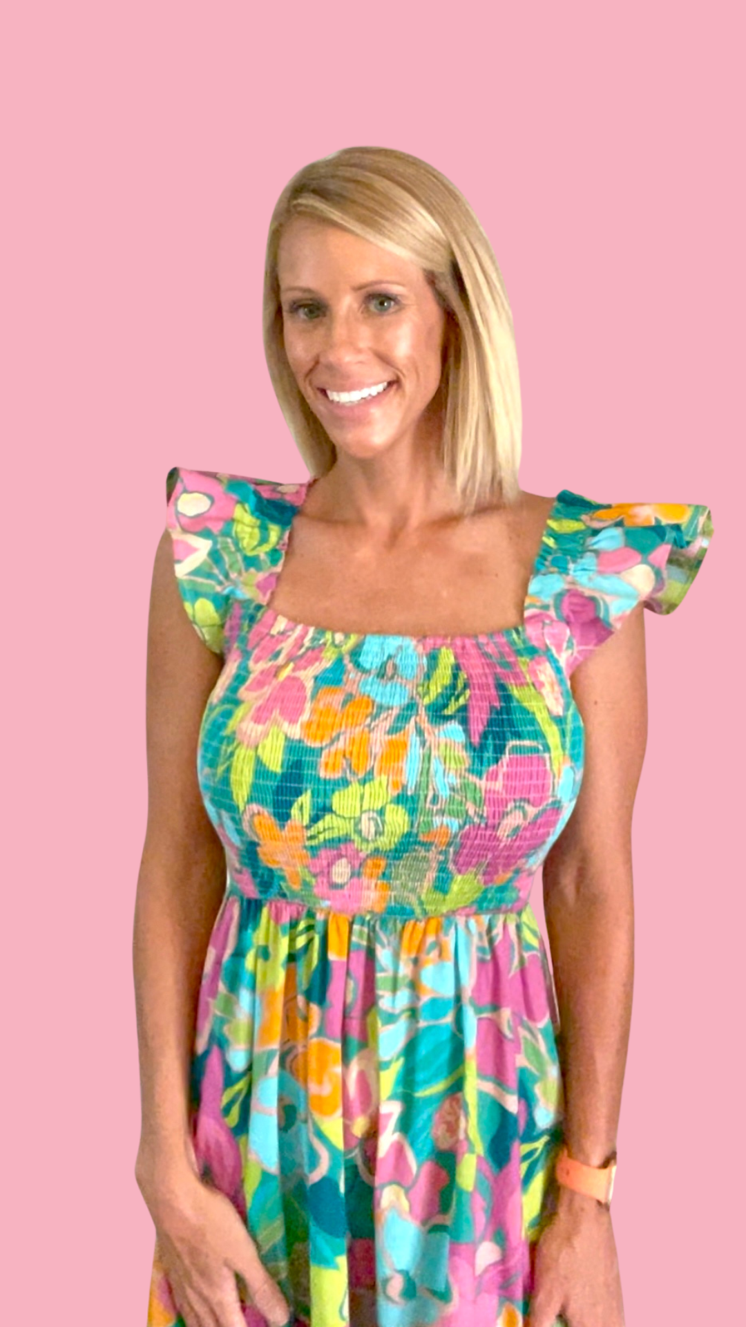 Bright Floral Midi Dress