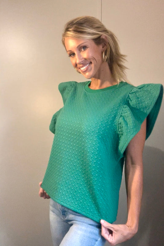 Ruffle Sleeve Knit Top