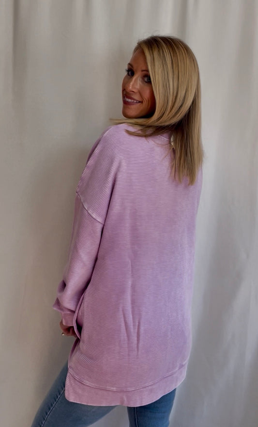 Lavender Ribbed Sweatshirt
