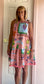 Coral Tropical Print Cotton Dress