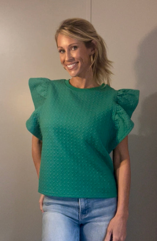 Ruffle Sleeve Knit Top