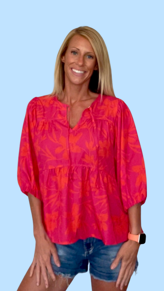 Fuchsia Floral Blouse