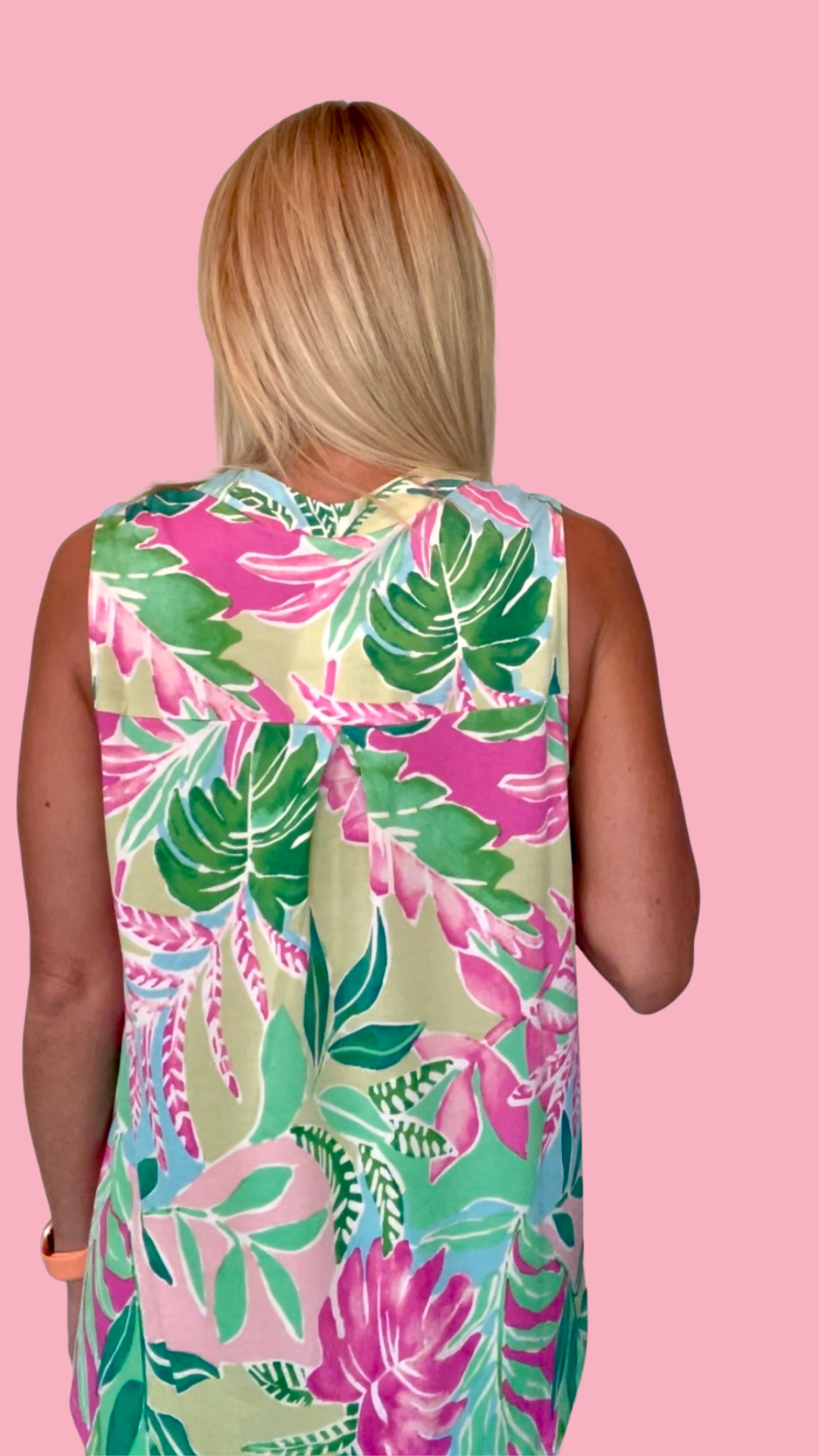Palm Leaf Colorful A-Line Sleeveless Top