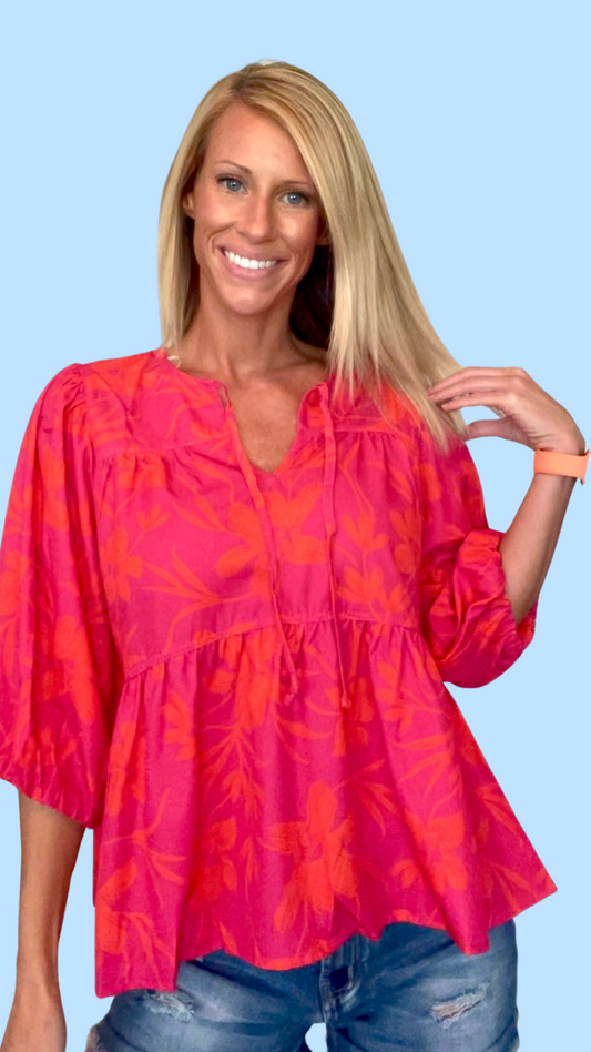 Fuchsia Floral Blouse