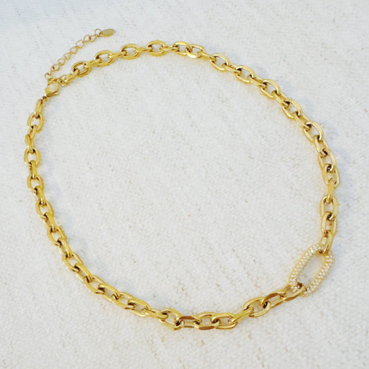 Pave Lock Chain Necklace