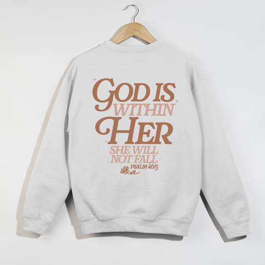 God Is Within Her Crewneck | Psalm 46:5 Sweatshirt | Faith-Based Christian Apparel
